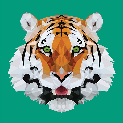 Geometric Tiger animal art color design geometric graphic design illustration illustrator low poly orange tiger vector