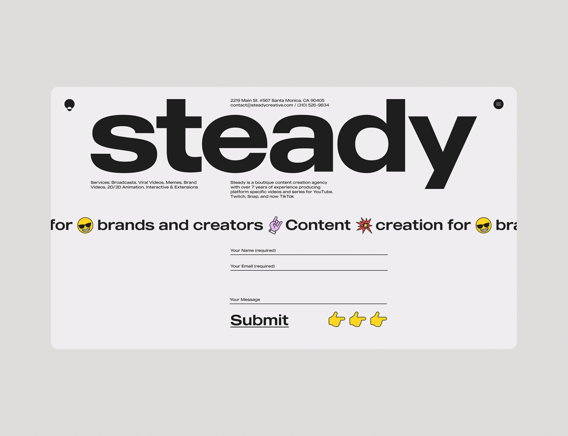 Steady Creative — Info cre creative design emod emoji fun icons production promo ui