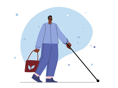 Blind man with cane blind design disability illustration lifestyle people vector
