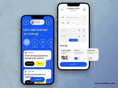 Polling Mobile App app design clean color community dashboard discuss form ios minimal mobile app photos poll polling question request trending typography ui ux voting