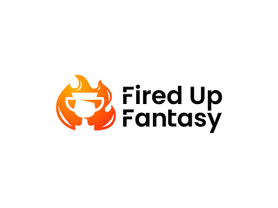 Fired Up Fantasy brand branding cup design elegant fire fired flame graphic design illustration logo logo design logotype mark minimalism minimalistic modern sign sport vector