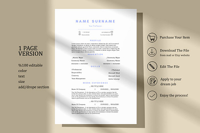 Minimal Resume Template Cover Letter cv template design