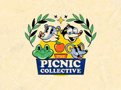 picnic collective logo mascot version 2 1930 1930s animal cartoon character cartoon logo character design character logo logo logo design logotype mascot mascot character mid century midcentury old cartoon old school picnic rubber hose rubberhose vintage