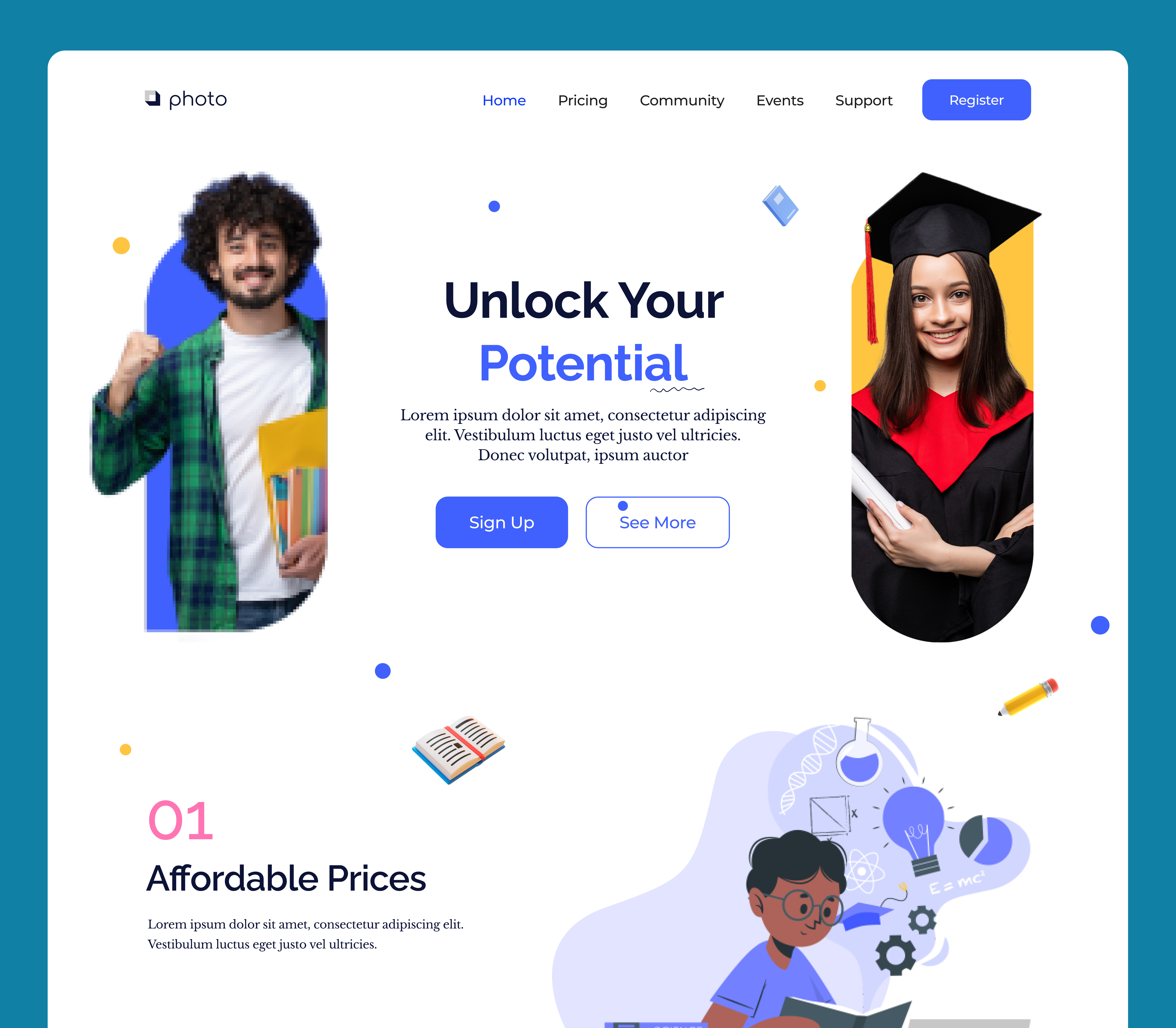 Education Website app branding design education graphic design graphics illustration typography ui uiux ux vector visual visual design website