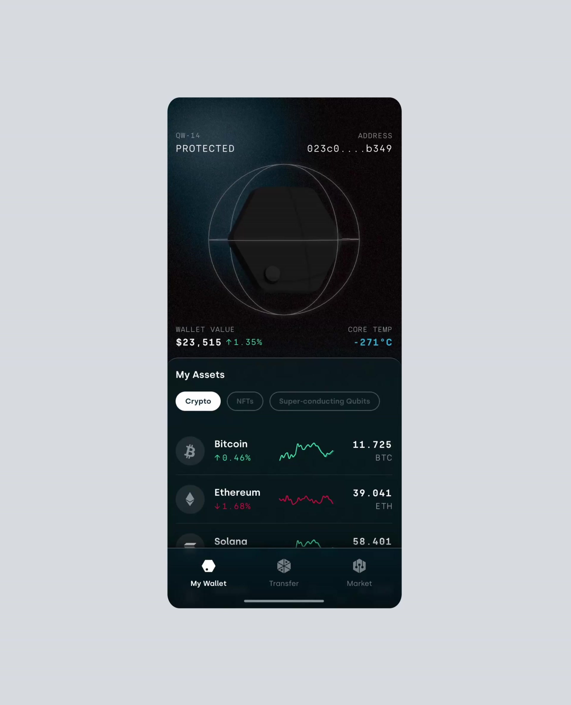 Companion App android application blue crypto digitalproduct fintech hack ios mobile motion quantum ui ux wallet