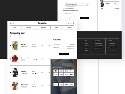 CAPSULA e-commerce website branding cart cart totals catalog checkout collection delivery delivery methods design e commerce graphic design home page online shopping ordering payment methods shopping cart ui ux webdesign website