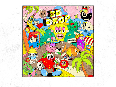 trippy world poster 1930s cartoon cartoon character cartoon poster cartoonworld graphic design illustration lowbrow lowbrowart old cartoon old school psychedelic rubber hose rubberhose stoned strawberry street trippy vintage