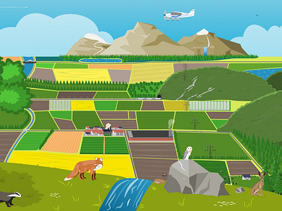 Countryside agriculture countryside forest illustration landscape rural vector vector art vector illustration