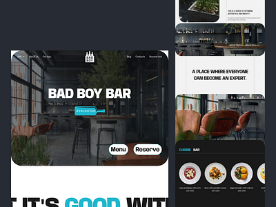 Bad Boy website - bar page alcohol bar bar page branding cafe cusine design dich graphic design home page logo menu reserve restoraunt typografy ui ui design ux webdesign website