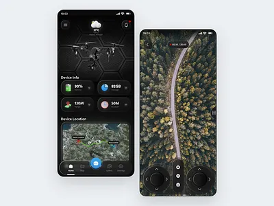 Drone controller mobile app 3d appdesign clean ui controller dark mode dashboard design dribbble best shot drone drone controller drone manag fly quadcopter ui uidesign ux video recorder weather