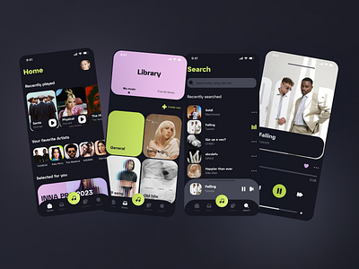 MediaTeca - music app app app design app interface artists design home page library media media app media player music app music player playlist search songs ui ui design ux webdesign website