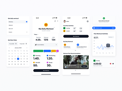 Tracker Apps For Workout activites apps chart component health ios kit list minimalist mobile productive progress running sport stats styleguide time tracker tracker ui ux
