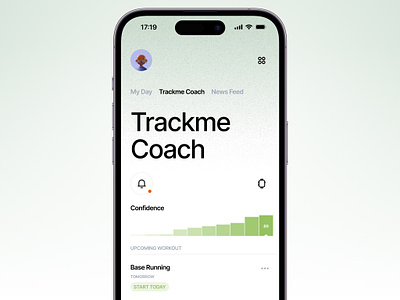 Trackme - Coach Screen analytics chart coach fitness identity interaction minimal smartwatches sport tracking typogaphy