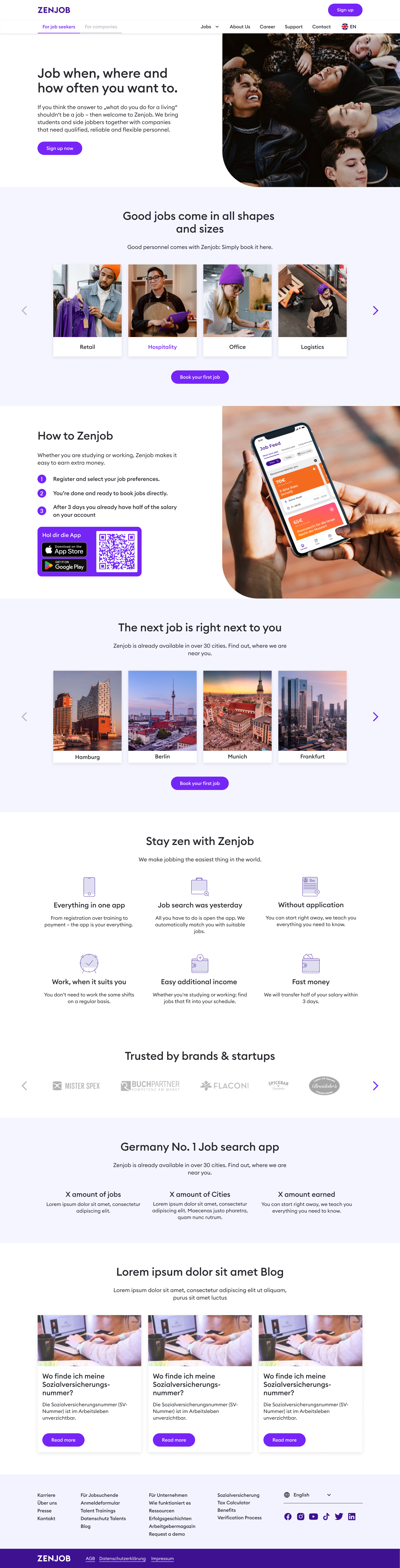 Zenjob.de B2C Web Design branding design graphic design ui ux
