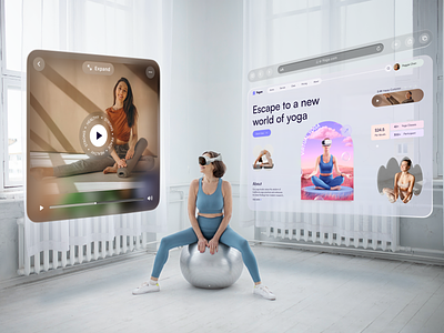 Yoga Landing Page Design for Vision Pro - Meditation Website ai powered artificial intelligence clean exploration health interaction interface landing page landing page design machine learning meditation online class training ui design uiux user interface vision pro web design wellness yoga