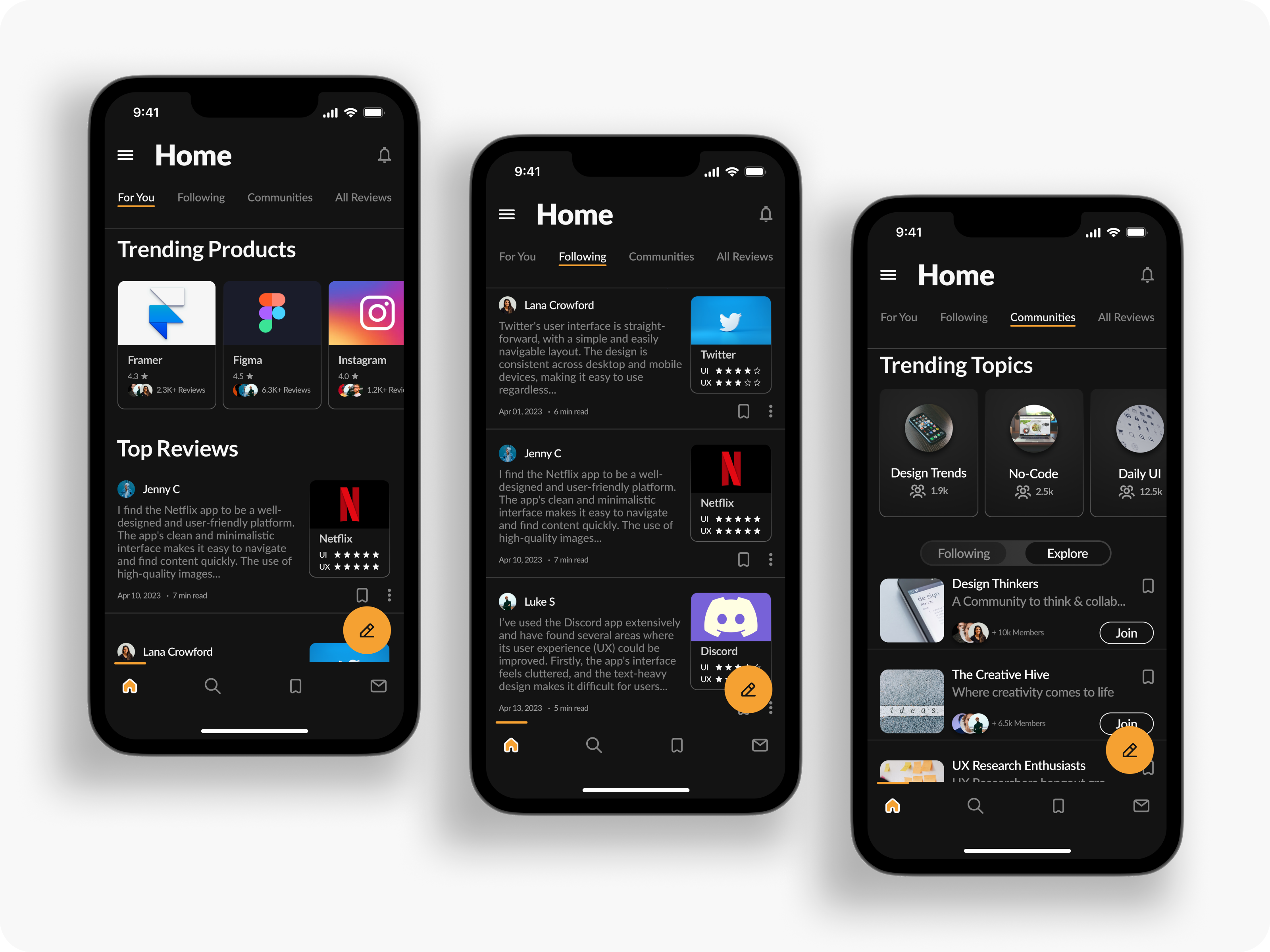 UI/UX Case Study : A Product Review App for Designers app brainstorming case study concept dark mode design figma mobile application personal project product design ui ui design ui designer user experience design user flow user interaction design user interface user research ux designer wireframe