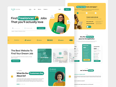 AJA- Job Finder Platform Website branding brief career design employment finder freelancer hiring job listing job platform job portal job search job seeker landing page moodboard product ui website website design work finder