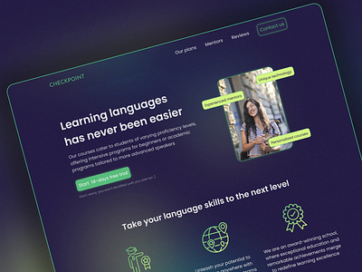 CHECKPOINT language school landing page design concept design graphic design ui ux