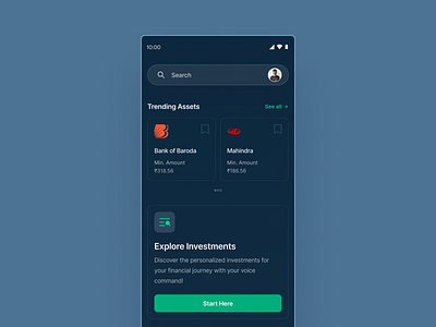 Investment Home UI design ui