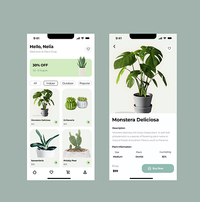 Plant Mobile design app typography ui ux