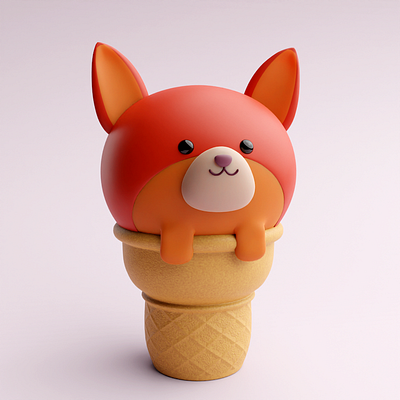 Cone Beasties #013 — Kitsune 3d 3d modeling art direction design graphic design illustration nft nft collection