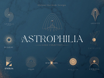 Astrophilia Logo Collection celestial custom logo galaxy line logo logo design minimal logo minimalistic simple space star universe