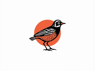 American Robin Logo american animal bird branding circle cute design emblem icon illustration logo mark natural nature nest organic playful robin vector wings