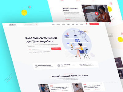 eCademy - Education LMS & Online Coaching Courses best shot on dribbble coaching education envytheme landing page lms online learning trendy design ui uxdesign webdesign