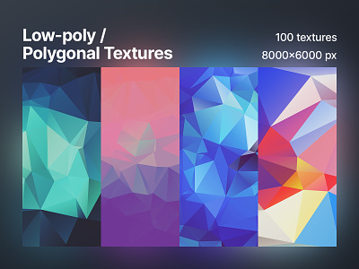 100 Low-poly Polygonal Textures / Backgrounds abstract background clean design desktop wallpaper geometric gradient graphic design low poly pattern phone wallpaper polygonal print print design shape texture triangle triangulator vector wallpaper