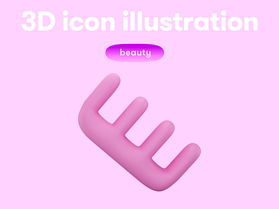 BEAUTY 3D icon - comb 3d 3d icon 3d illustration 3d object beauty comb