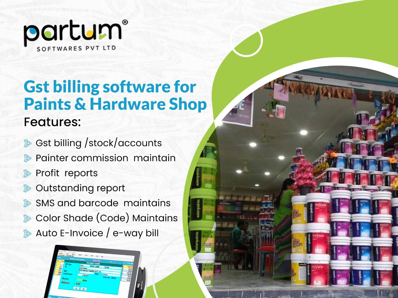 Paint shop Billing Software Partum Softwares by Partum Softwares on