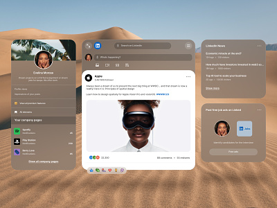 LinkedIn AR Concept 3d apple augmentedreality concept linkedin mixed reality screen design ui userinterface virtualreality visionpro