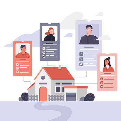 Homeowner information agent app building character design graphic design home house illustration real estate sell vector