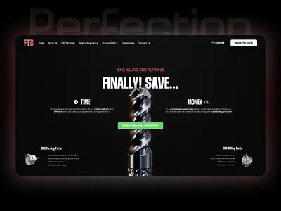 FTB Manufacturing - Bold Hero Section Web Design Concept bold web design cnc manufacturing cnc milling cnc turning dark dark web design future manufacturing hero section hero section web design manufacture manufacture web design manufacture website manufacturing modern manufacturing strong web design web design