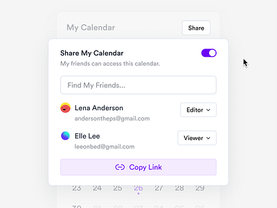 Projectube - "My Calendar" Component calendar card component minimal ui ux