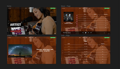 Artist Landing Page artist design figma music musical artist musician template uiux web design