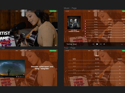 Artist Landing Page artist design figma music musical artist musician template uiux web design