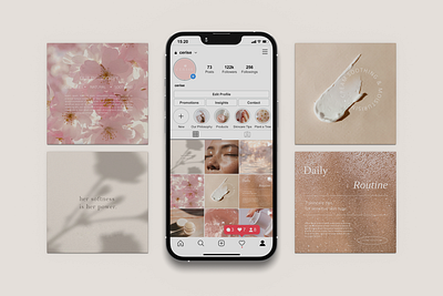 Social media design | CERISE SKINCARE advertisement aesthetic branding cherry cosmetic cosmetics design feed flower graphic design identity instagram logo marketing pink post sakura skinscare social media ui