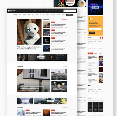 Landing page clean design minimal newspaper ui ux website
