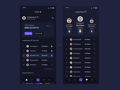 Game stake: Homescreen & Leaderboard design figma game multiplayer product stake ui