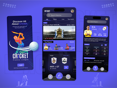 Fantasy Cricket Mobile App biztech biztechcs cricket cricket app design design fantasy app design fantasy application mobile app mobile app design uidesign ux uxdesign