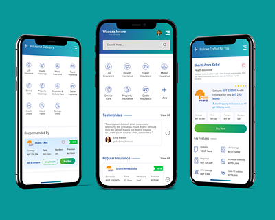 (Waadaa.Insure) Insurance app android animation branding design insurance landing page minimal mobile app ui uiux ux