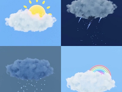 Weather Animations | Blender 3d animation app design application blender 3d blender animation design illustration minimal mobile animations mobile app motion graphics ui utility app weather weather 3d weather animations weather app web design