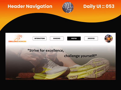 Header Navigation Daily UI 053 association branding call to action challenge cta daily ui design event graphic design header healthy illustration invite logo organization photo running sport ux website