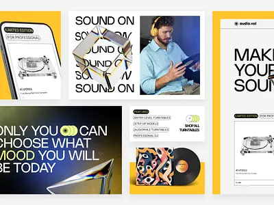 Turntable Concept for Sound Lovers. Audio-Technica audio audio technica branding homepage design illustration music sound spotify turntable ui vinyl