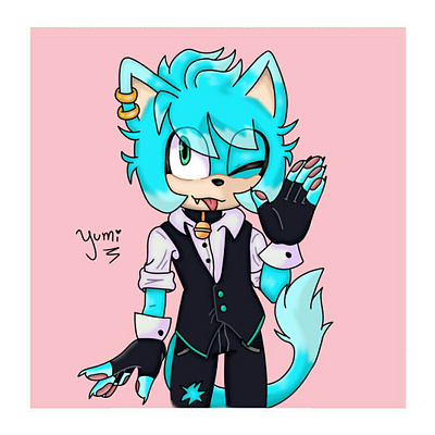 Waiter Yumi art artist bluecat cat character concept design digitalart digitalartwork digitaldrawing digitalillustration drawing fancharacter illustration oc originalcharacter