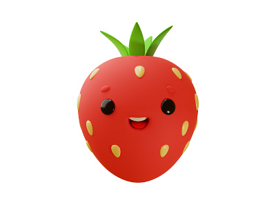 Funny 3d strawberry 3d 3d character 3d design berry blender character character design cute cycles food funny graphic design icon ill illustration modeling render strawberry summer