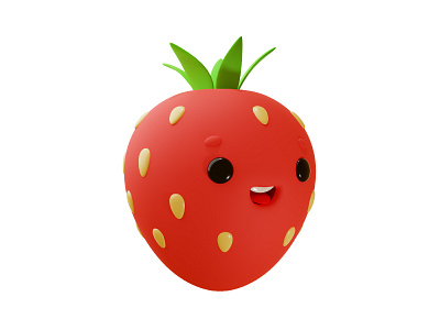 Funny 3d strawberry 3d 3d character 3d design berry blender character character design cute cycles food funny graphic design icon modeling render smile strawberry summer