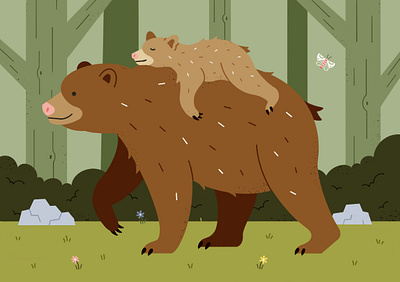 Papa Bear baby bear bear drawing father fathers day forest illustration papa bear procreate