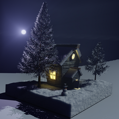 Winter night 3d 3d blender 3d desighn blender dark illustration design graphic design illustration render ui